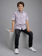 BOYS SLUB ABSTRACT PRINT SHIRT PURPLE-BRS-6677-018-0308-3P
