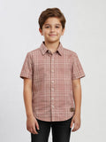 Boys Regular Fit Liberty Cut Cotton Casual Shirt Mild Orange Shade-BSC-7342-011-1OR