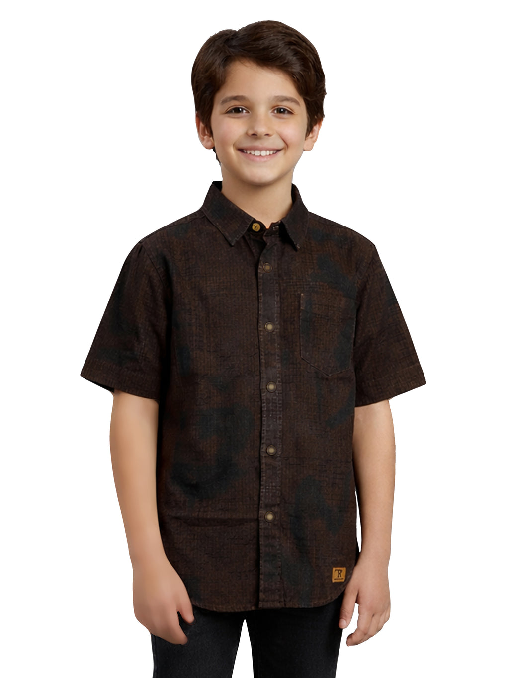 BOYS Cotton Abstract printed Shirt Brown-(BRS-6677-011-1BR)