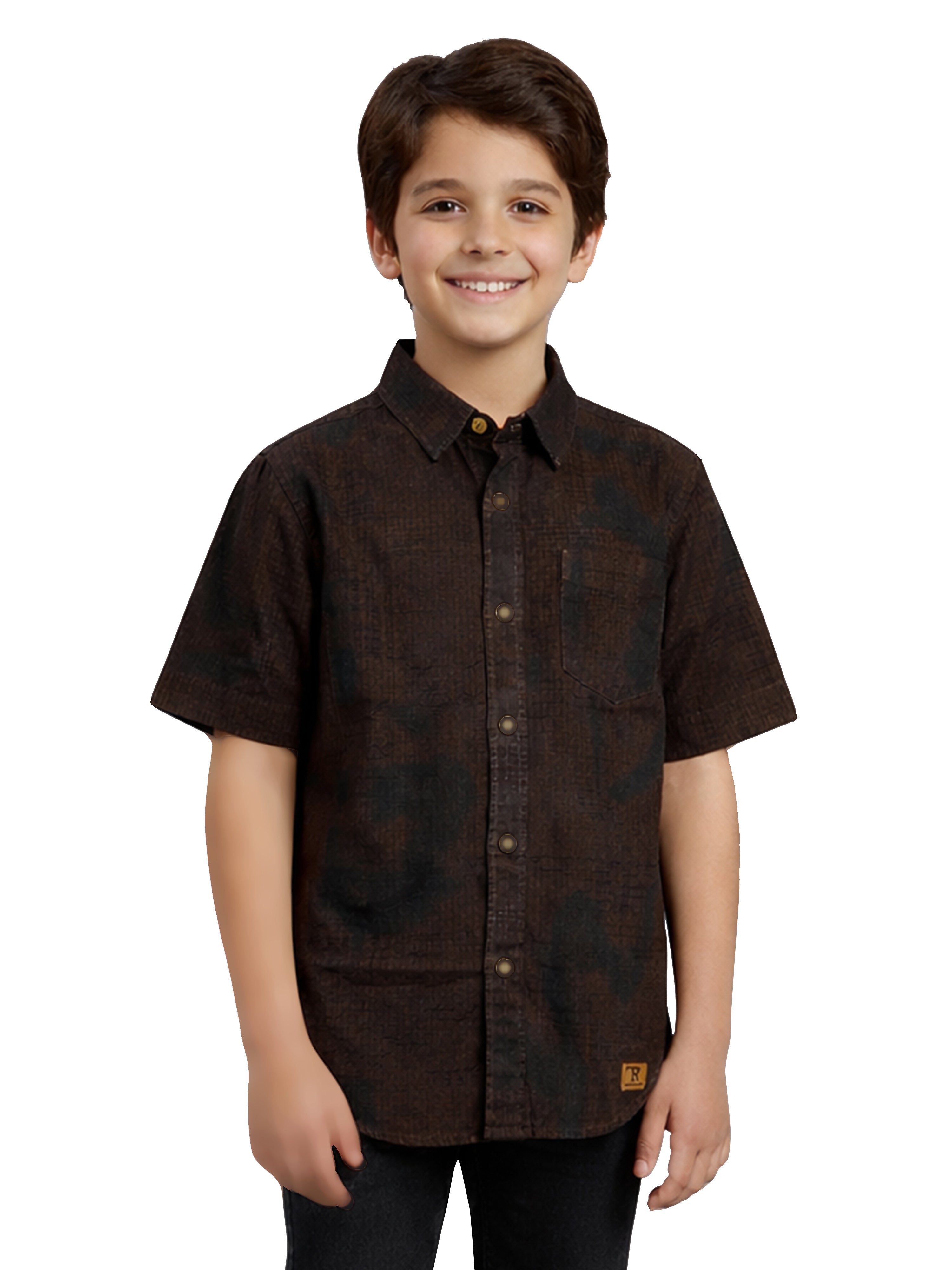 BOYS Cotton Abstract printed Shirt Brown-(BRS-6677-011-1BR)