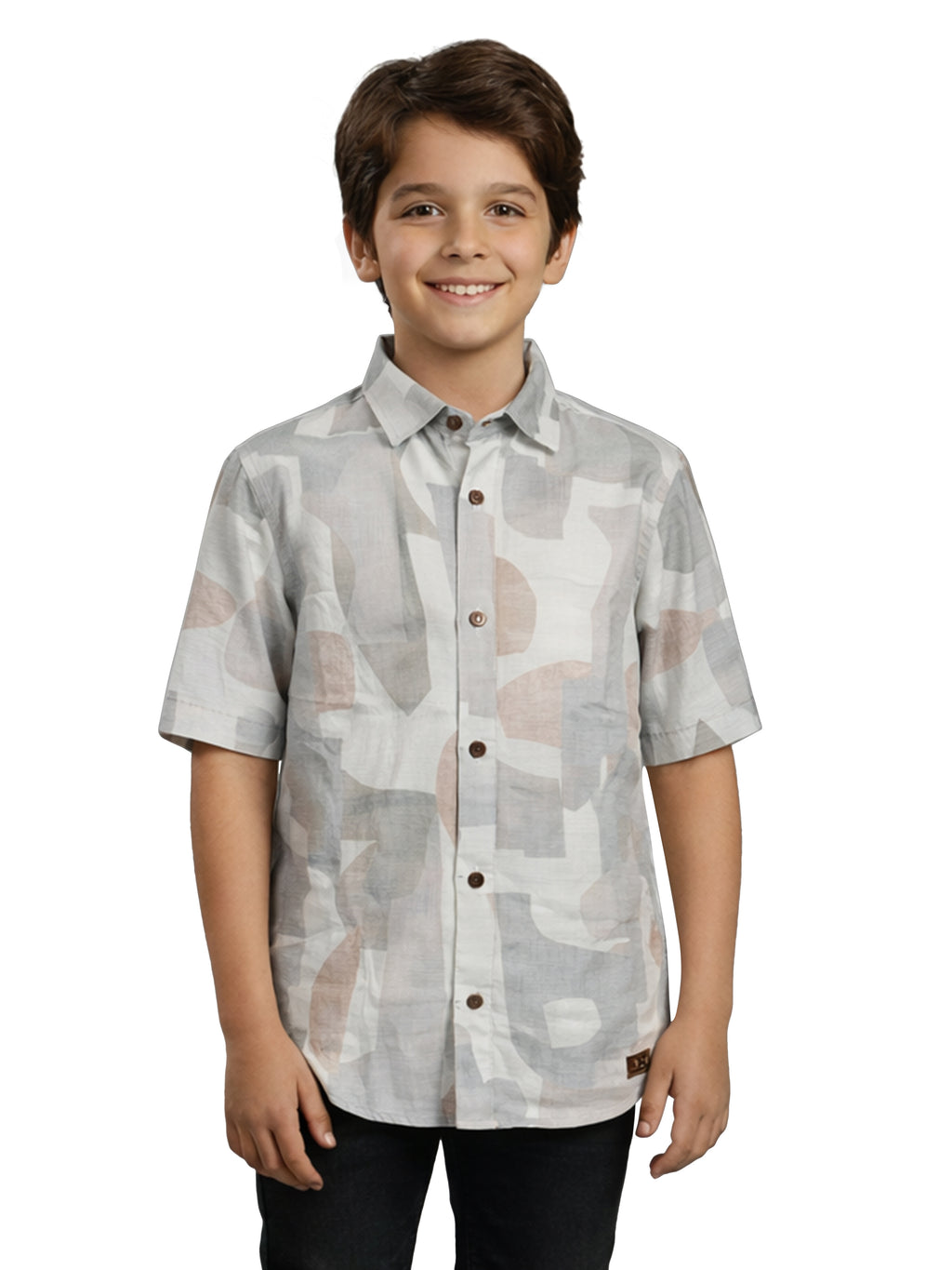 BOYS Premium Satin Abstract Printed Shirt Blue - (BRS-6677-014-0308-2LB)