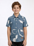 Boys Abstract Printed Satin Casual Shirt Bluish Grey-(BSC-7342-013-1BL)
