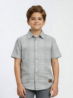 Boys Liberty Cut Cotton Casual Shirt Light Grey, Comfortable Everyday Wear Shirt-(BSC-7342-011-2GR)