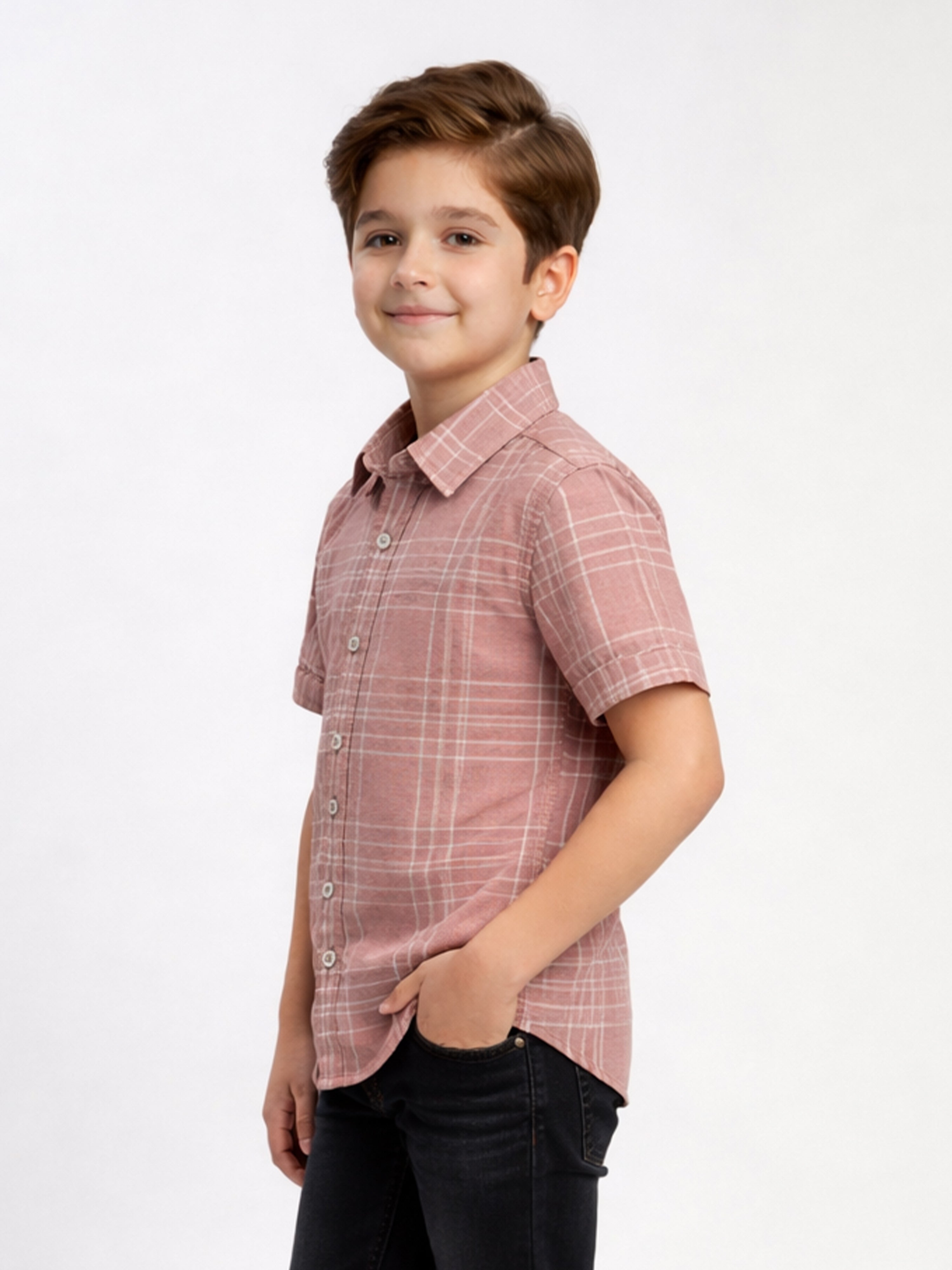 Boys Regular Fit Liberty Cut Cotton Casual Shirt Mild Orange Shade-BSC-7342-011-1OR