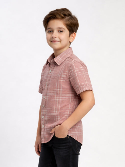 Coastal Peach Check Shirt(Peach)