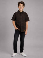 BOYS Cotton Abstract printed Shirt Brown-(BRS-6677-011-1BR)