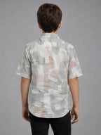 BOYS Premium Satin Abstract Printed Shirt Blue - (BRS-6677-014-0308-2LB)