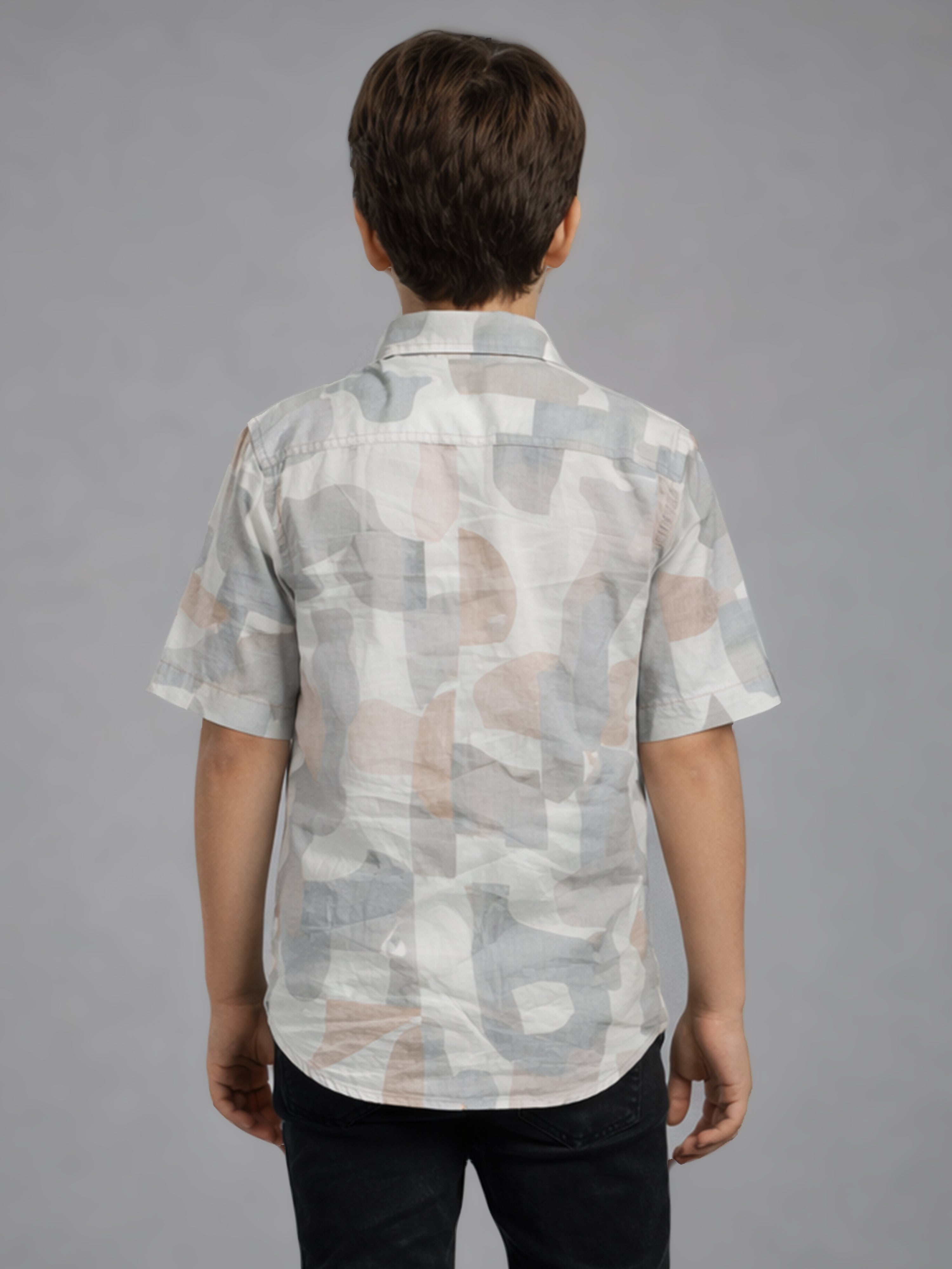 BOYS Premium Satin Abstract Printed Shirt Blue - (BRS-6677-014-0308-2LB)
