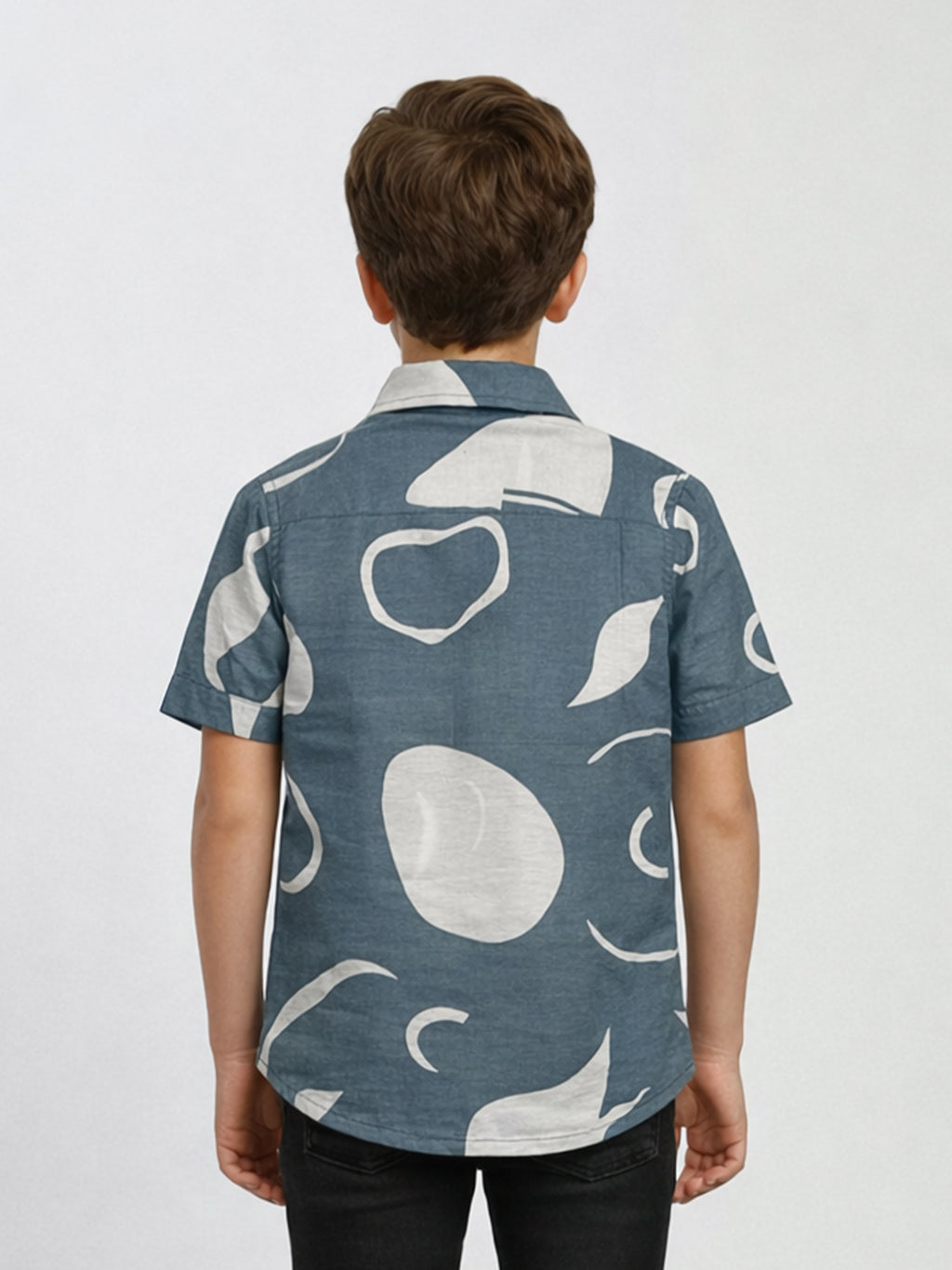 Boys Abstract Printed Satin Casual Shirt Bluish Grey-(BSC-7342-013-1BL)