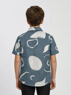 Boys Abstract Printed Satin Casual Shirt Bluish Grey-(BSC-7342-013-1BL)