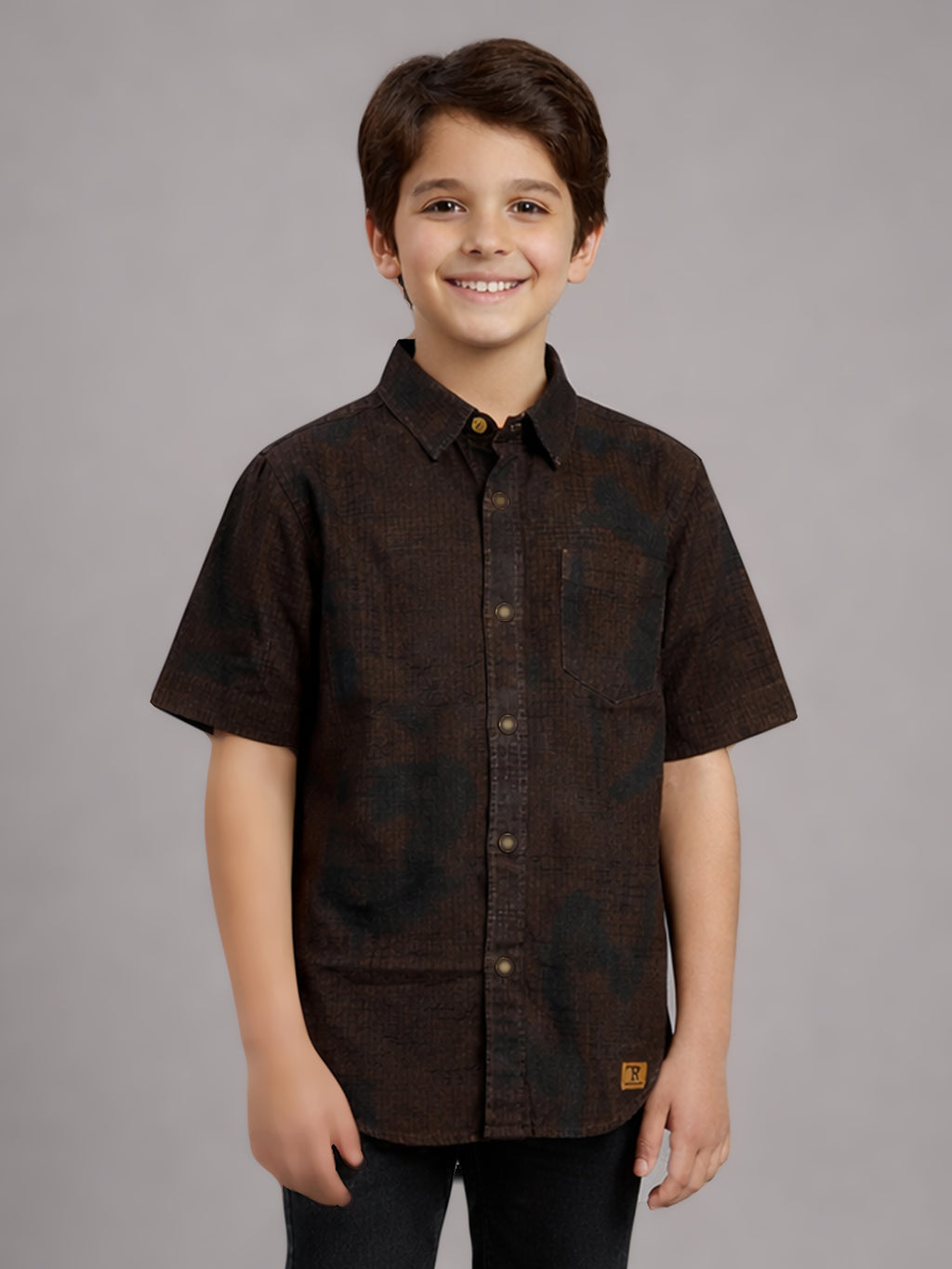 BOYS Cotton Abstract printed Shirt Brown-(BRS-6677-011-1BR)