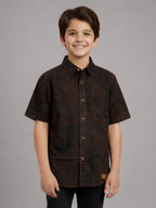 BOYS Cotton Abstract printed Shirt Brown-(BRS-6677-011-1BR)