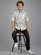 BOYS Premium Satin Abstract Printed Shirt Blue - (BRS-6677-014-0308-2LB)