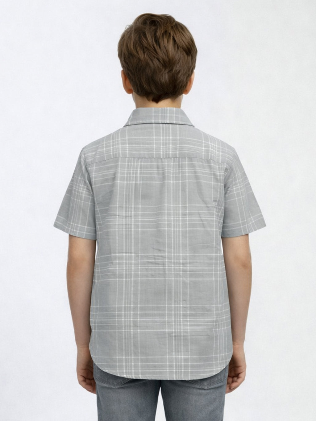 Boys Liberty Cut Cotton Casual Shirt Light Grey, Comfortable Everyday Wear Shirt-(BSC-7342-011-2GR)