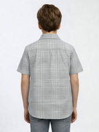 Boys Liberty Cut Cotton Casual Shirt Light Grey, Comfortable Everyday Wear Shirt-(BSC-7342-011-2GR)