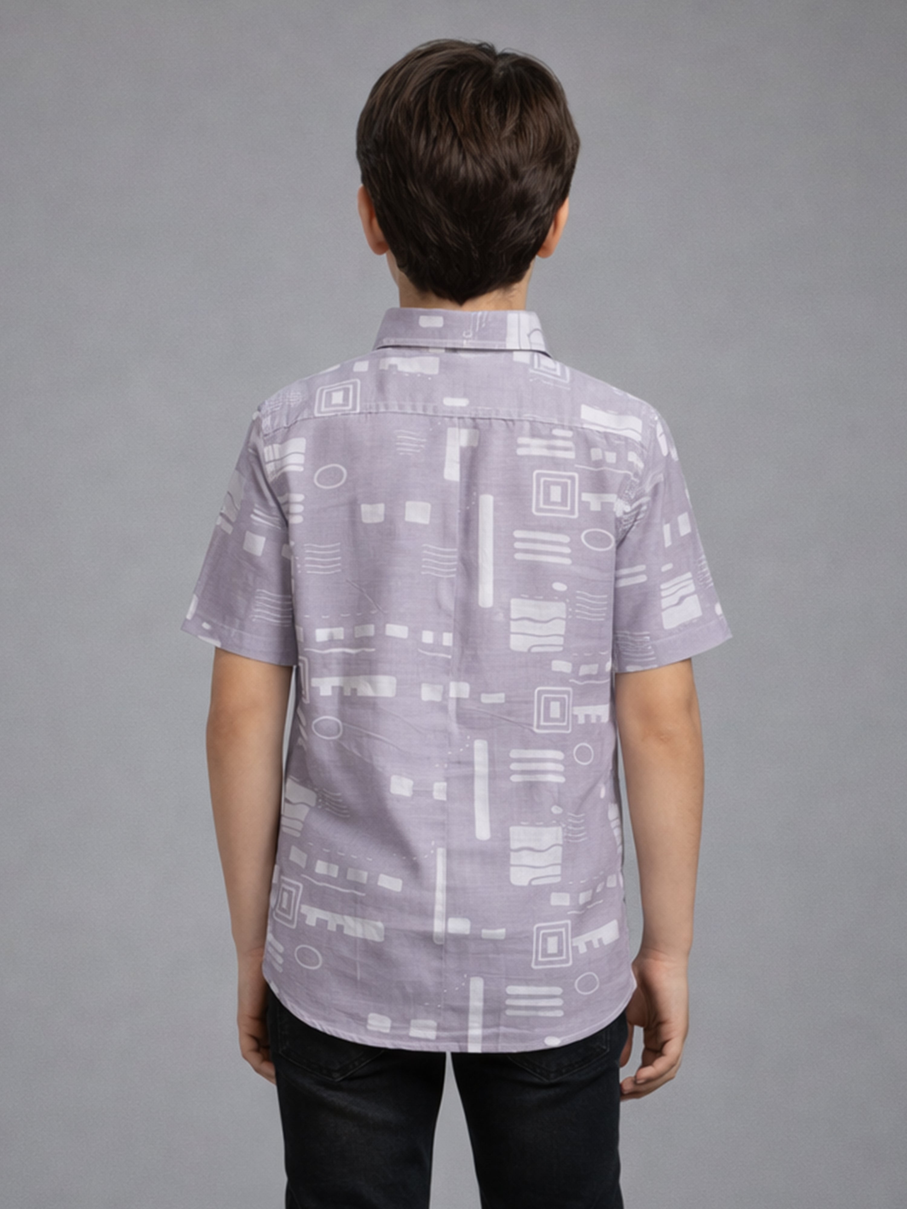 BOYS SLUB ABSTRACT PRINT SHIRT PURPLE-BRS-6677-018-0308-3P