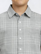 Boys Liberty Cut Cotton Casual Shirt Light Grey, Comfortable Everyday Wear Shirt-(BSC-7342-011-2GR)