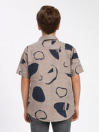 Boys Abstract Printed Satin Casual Shirt Brown, Stylish Shirt - (BSC-7342-013-2BR)