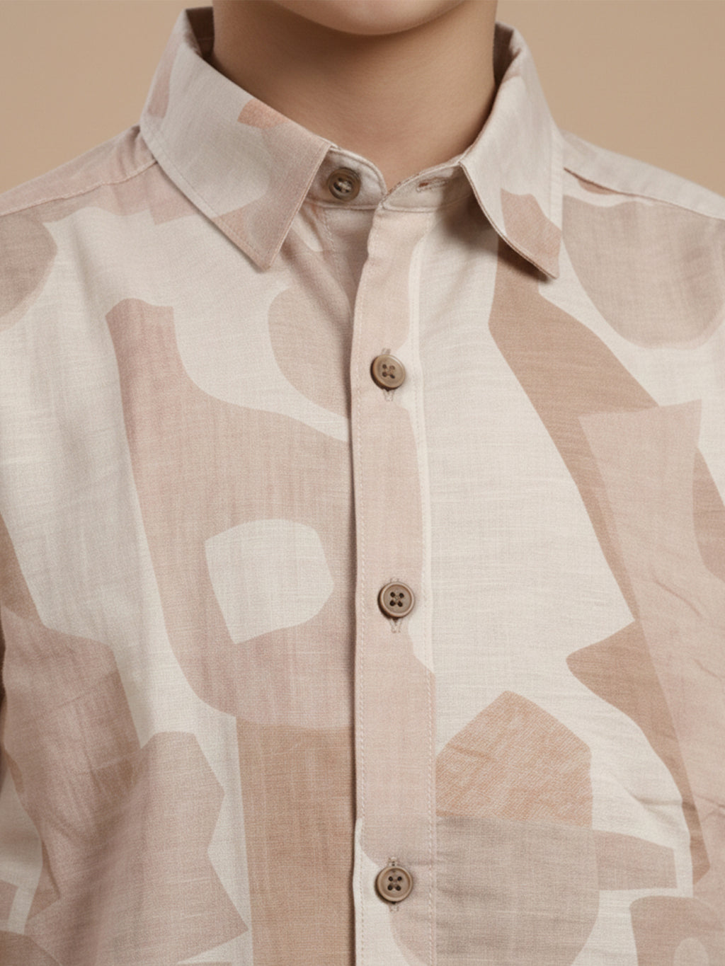 BOYS Premium Satin Abstract Printed Shirt Peach -(BRS-6677-014-0308-1PH)