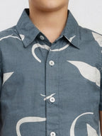 Boys Abstract Printed Satin Casual Shirt Bluish Grey-(BSC-7342-013-1BL)