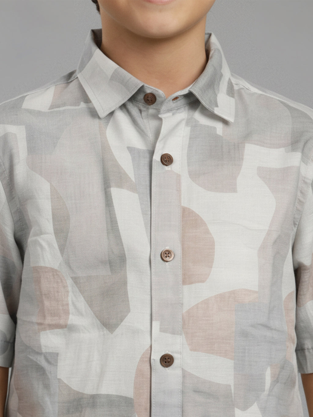 BOYS Premium Satin Abstract Printed Shirt Blue - (BRS-6677-014-0308-2LB)
