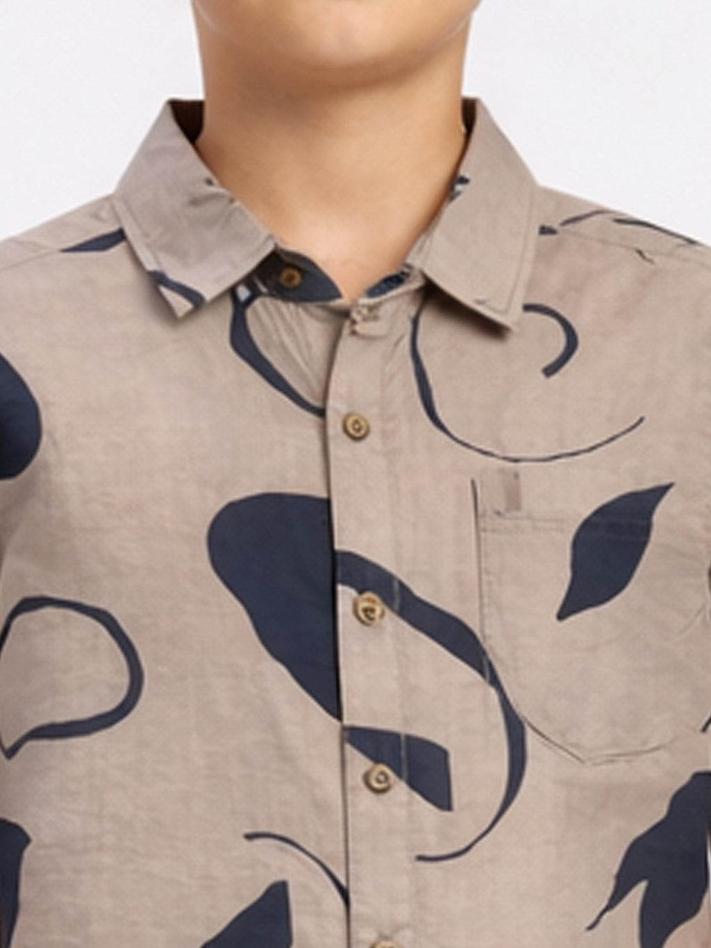 Boys Abstract Printed Satin Casual Shirt Brown, Stylish Shirt - (BSC-7342-013-2BR)