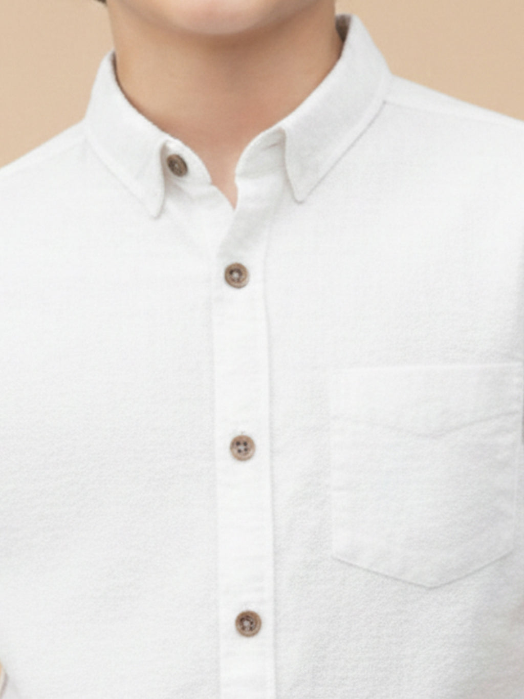 Boys Honeycomb Textured Cotton Casual Shirt White-BSC-(7342-014-0308-2WH)