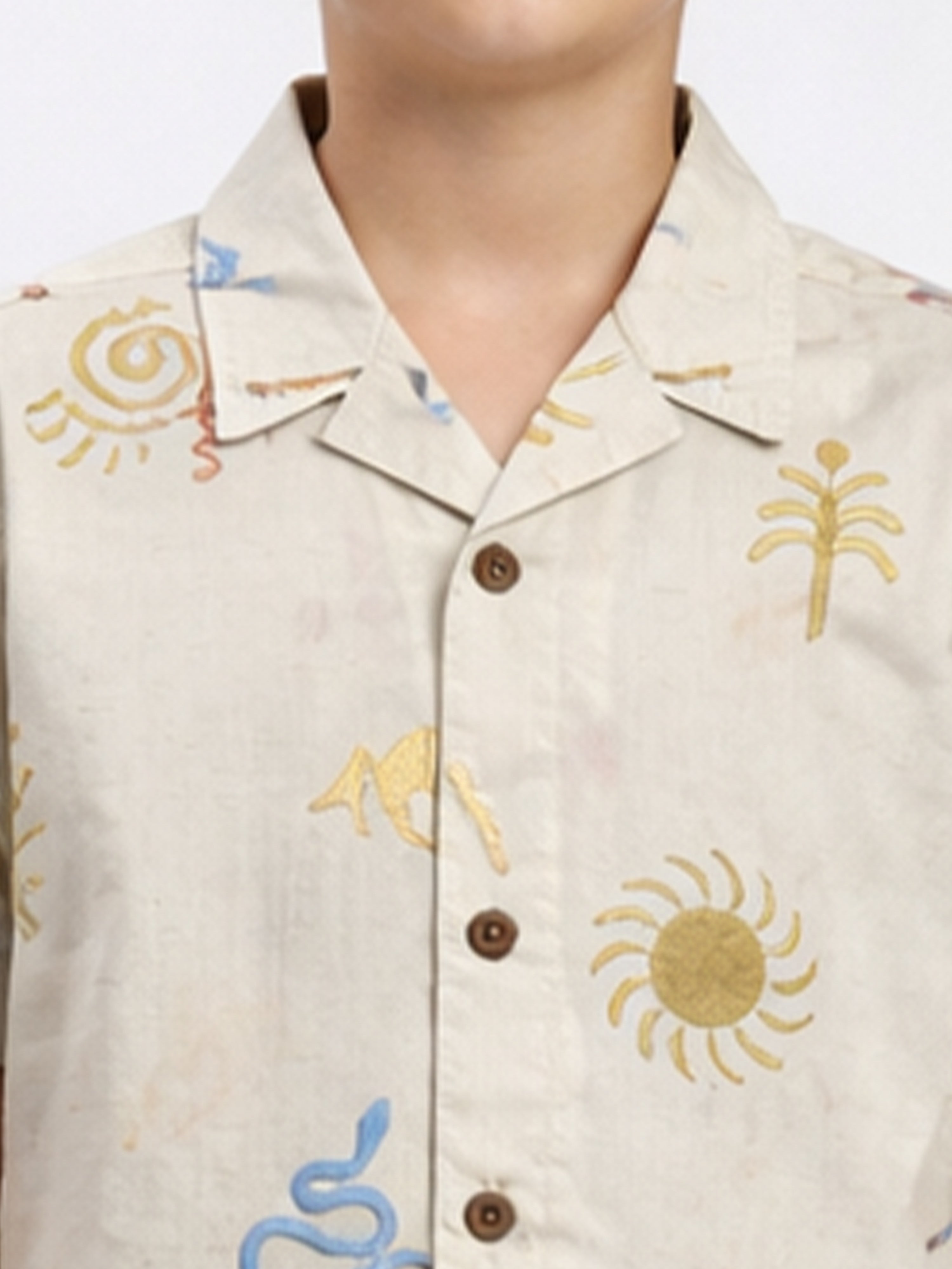 BOYS COTTON EMBROIDERED CUBAN COLLAR SHIRT NORTH SOUTH-(BCUS-7216-013-0308-1NS)