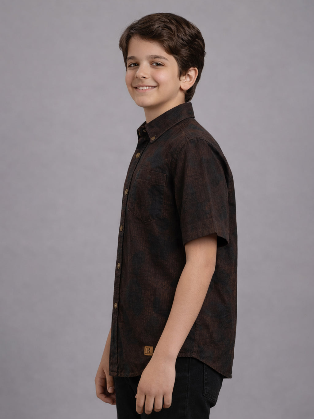 BOYS Cotton Abstract printed Shirt Brown-(BRS-6677-011-1BR)