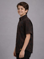 BOYS Cotton Abstract printed Shirt Brown-(BRS-6677-011-1BR)