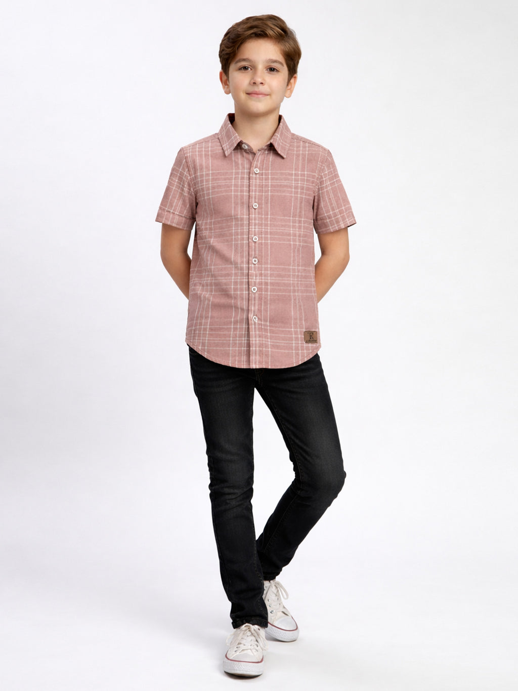 Boys Regular Fit Liberty Cut Cotton Casual Shirt Mild Orange Shade-BSC-7342-011-1OR