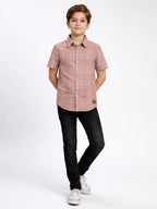 Boys Regular Fit Liberty Cut Cotton Casual Shirt Mild Orange Shade-BSC-7342-011-1OR