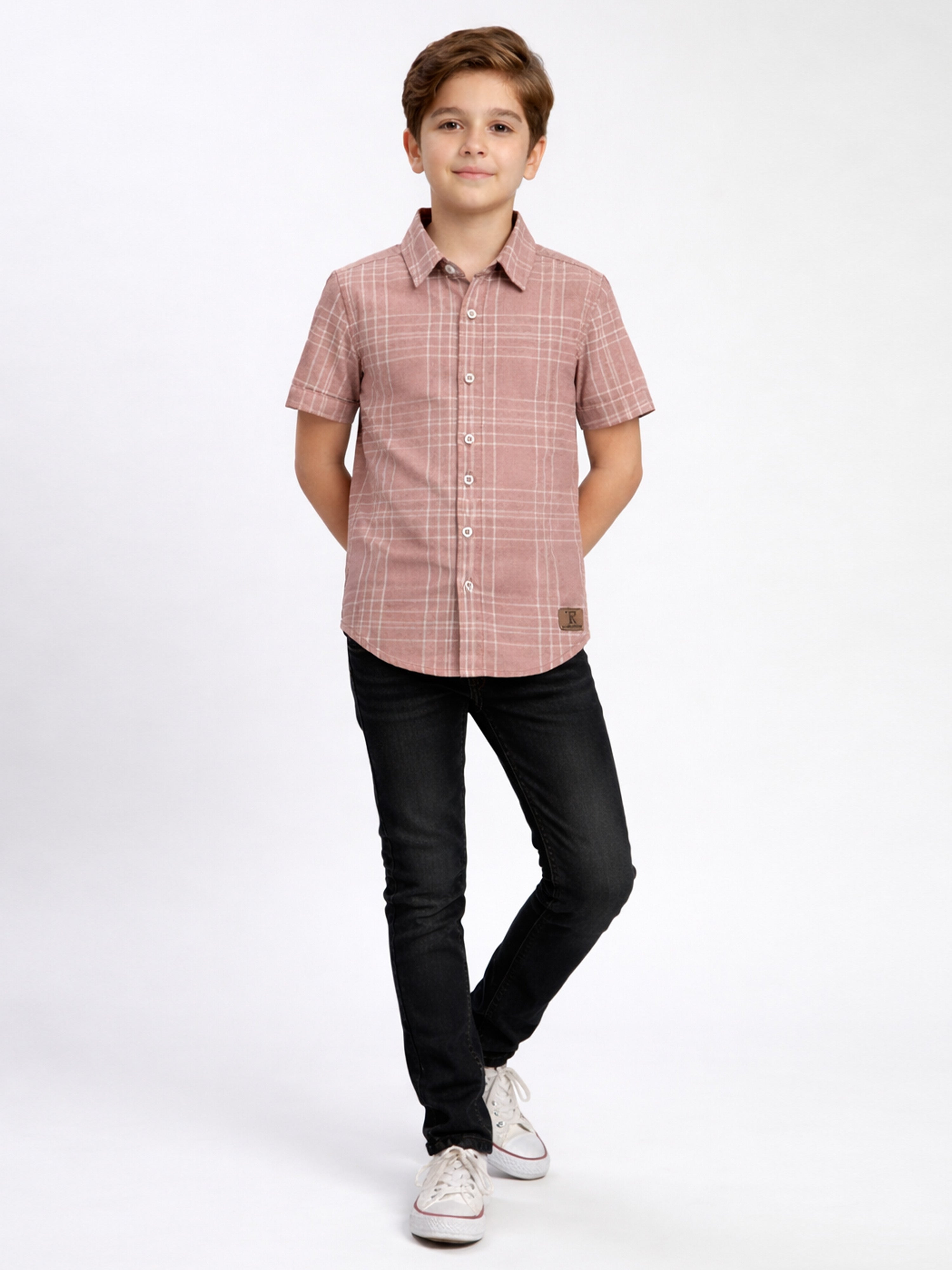 Boys Regular Fit Liberty Cut Cotton Casual Shirt Mild Orange Shade-BSC-7342-011-1OR