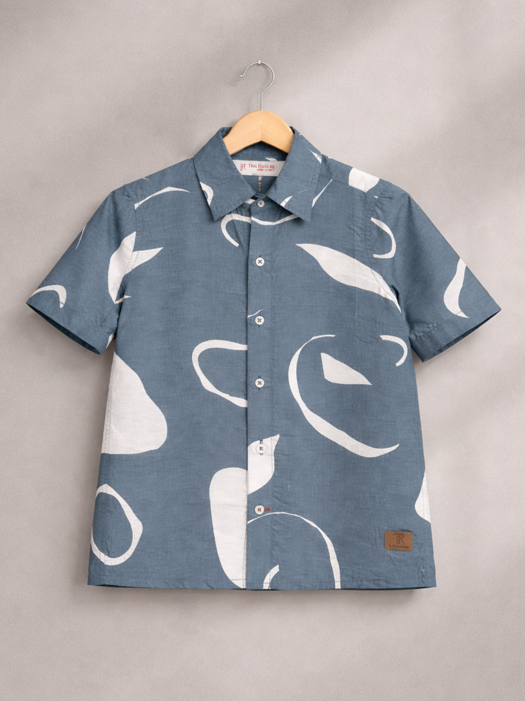 Boys Abstract Printed Satin Casual Shirt Bluish Grey-(BSC-7342-013-1BL)
