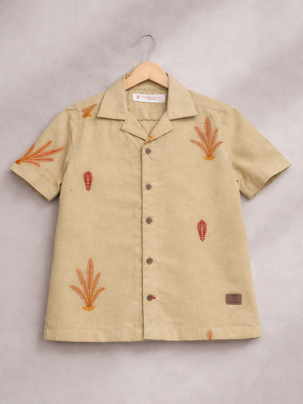 BOYS COTTON TOP EMBROIDERED CUBAN COLLAR SHIRT SANDAL-(BCUS-7216-013-0308-5SA)