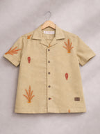BOYS COTTON TOP EMBROIDERED CUBAN COLLAR SHIRT SANDAL-(BCUS-7216-013-0308-5SA)