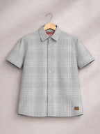 Boys Liberty Cut Cotton Casual Shirt Light Grey, Comfortable Everyday Wear Shirt-(BSC-7342-011-2GR)