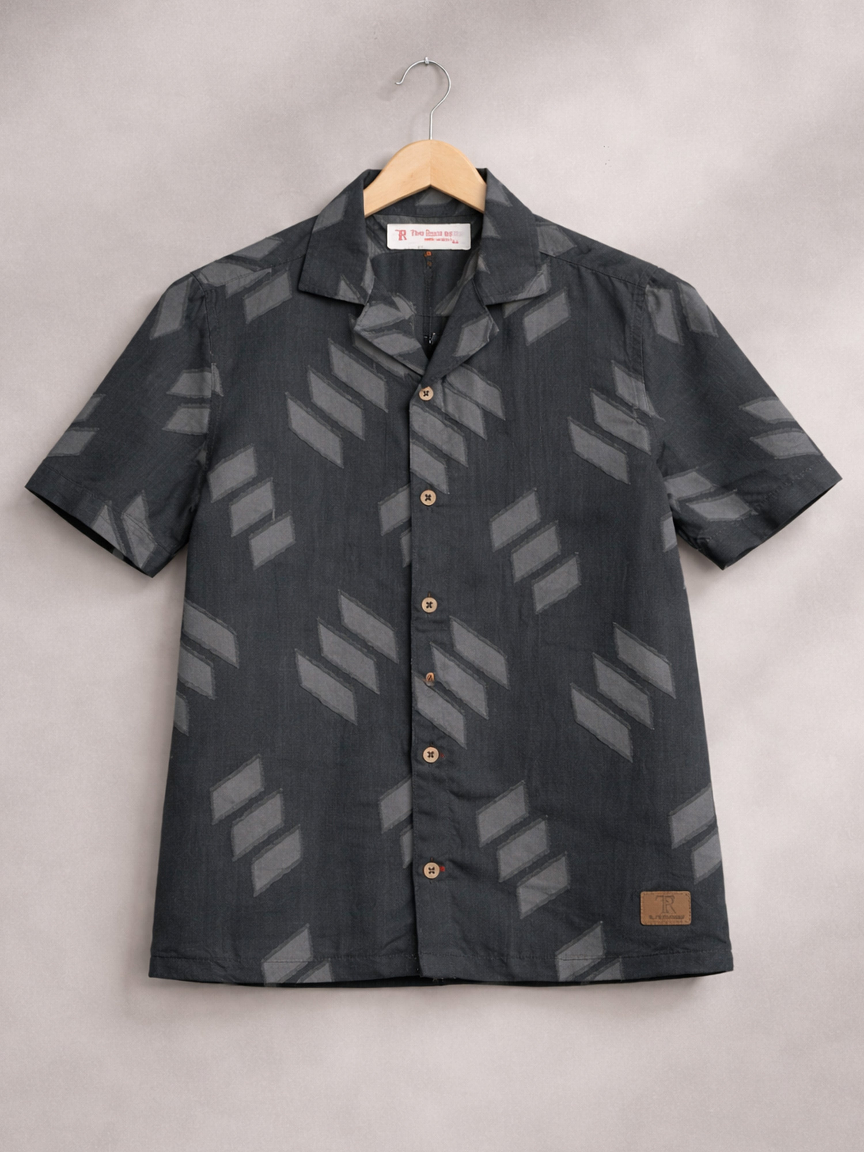 BOYS SATIN SELF PATTERN CUBAN COLLAR SHIRT GREY-(BCUS-7216-012-0308-3GR)