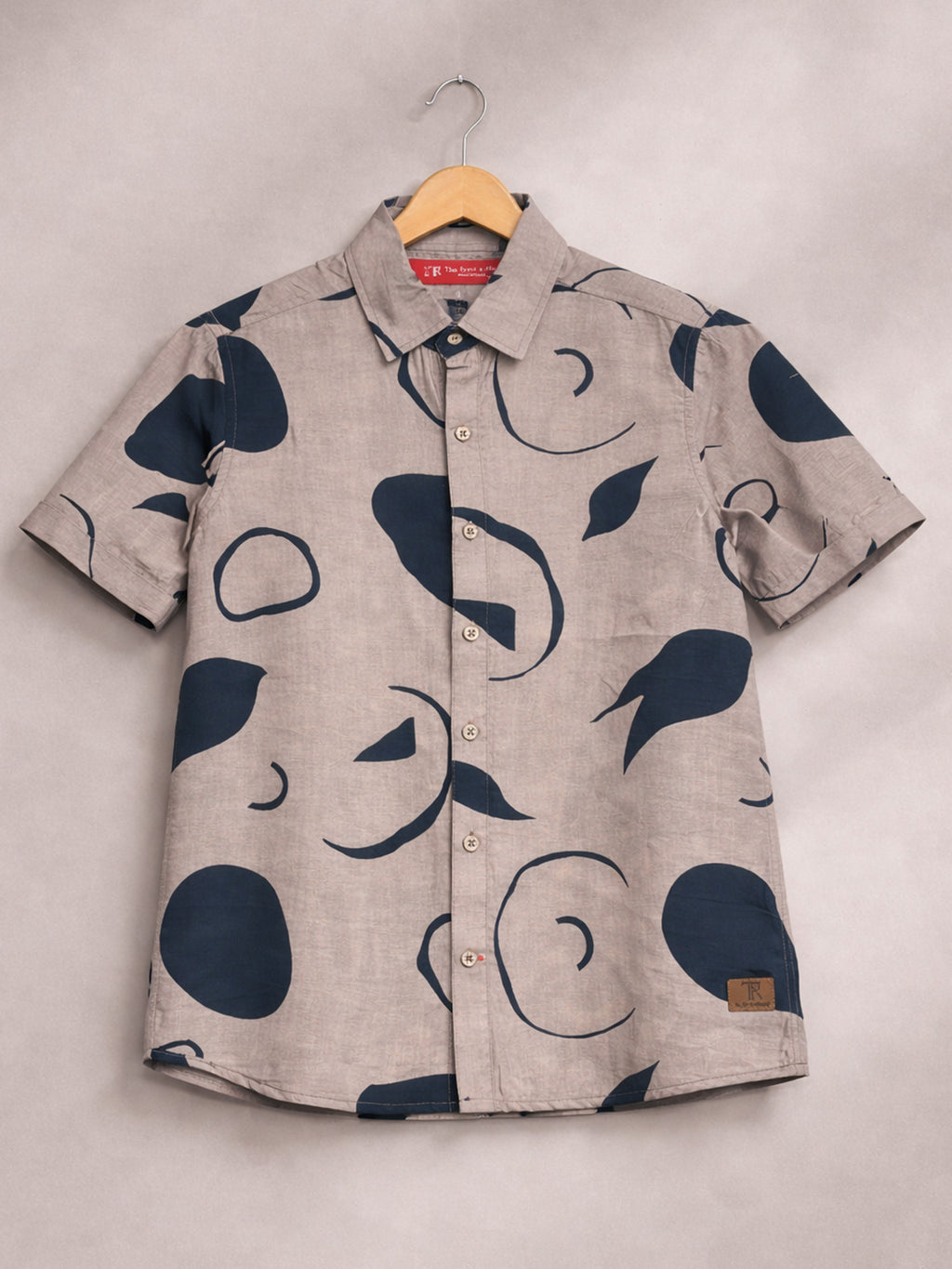 Boys Abstract Printed Satin Casual Shirt Brown, Stylish Shirt - (BSC-7342-013-2BR)