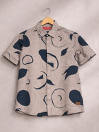Boys Abstract Printed Satin Casual Shirt Brown, Stylish Shirt - (BSC-7342-013-2BR)
