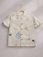 BOYS COTTON EMBROIDERED CUBAN COLLAR SHIRT NORTH SOUTH-(BCUS-7216-013-0308-1NS)