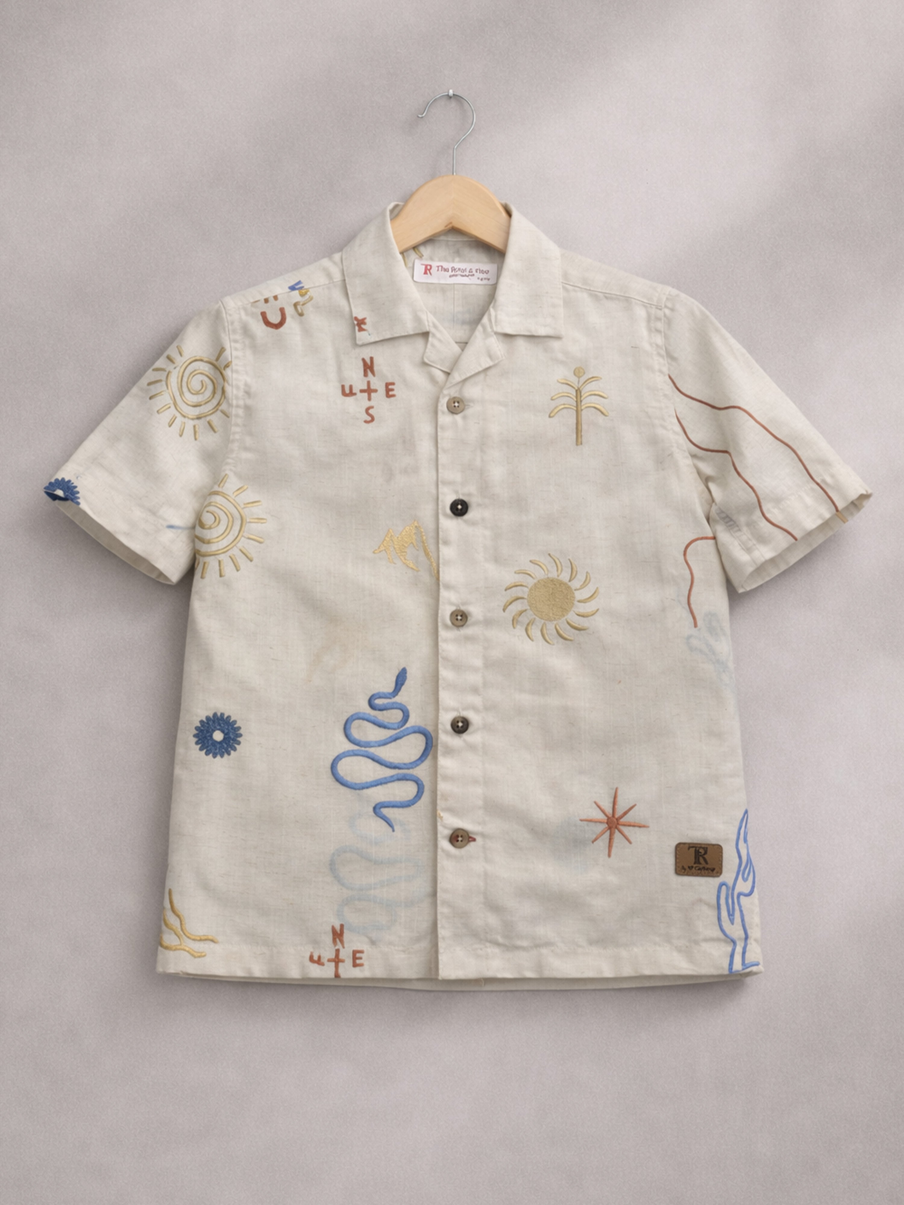 BOYS COTTON EMBROIDERED CUBAN COLLAR SHIRT NORTH SOUTH-(BCUS-7216-013-0308-1NS)