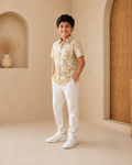 Boys Casual Cotton Floral AOP Print Half Sleeve Regular Fit Shirt Yellow-(BRS-6677-017-0308-1YL)