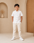 Honeycomb Textured Cotton Casual Shirt (White)
